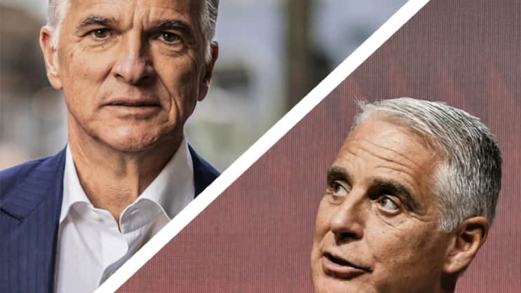 Sergio Ermotti (oben links) und Andrea Orcel: Zwei Top-Banker, die sich nichts schenken.