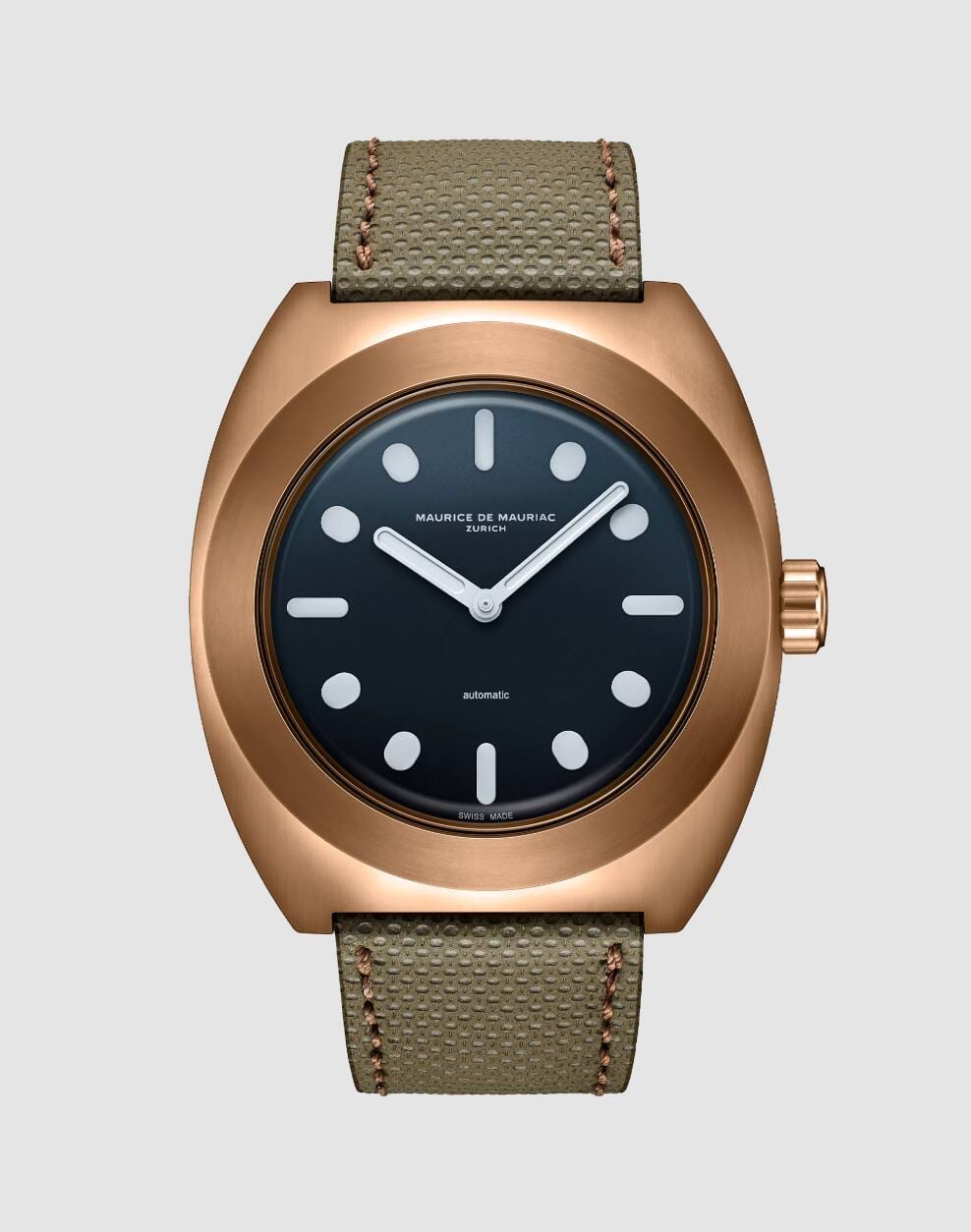 Maurice de Mauriac Pillow Watch Eine Uhr für Insider. Mit ihrem Design trägt sie das Wilde der 70er Jahre in sich. Mit dem 45-mm-Durchmesser tickt sie gegen den Kleiner-Trend und wirkt geradezu skulptural. 4900 Fr.