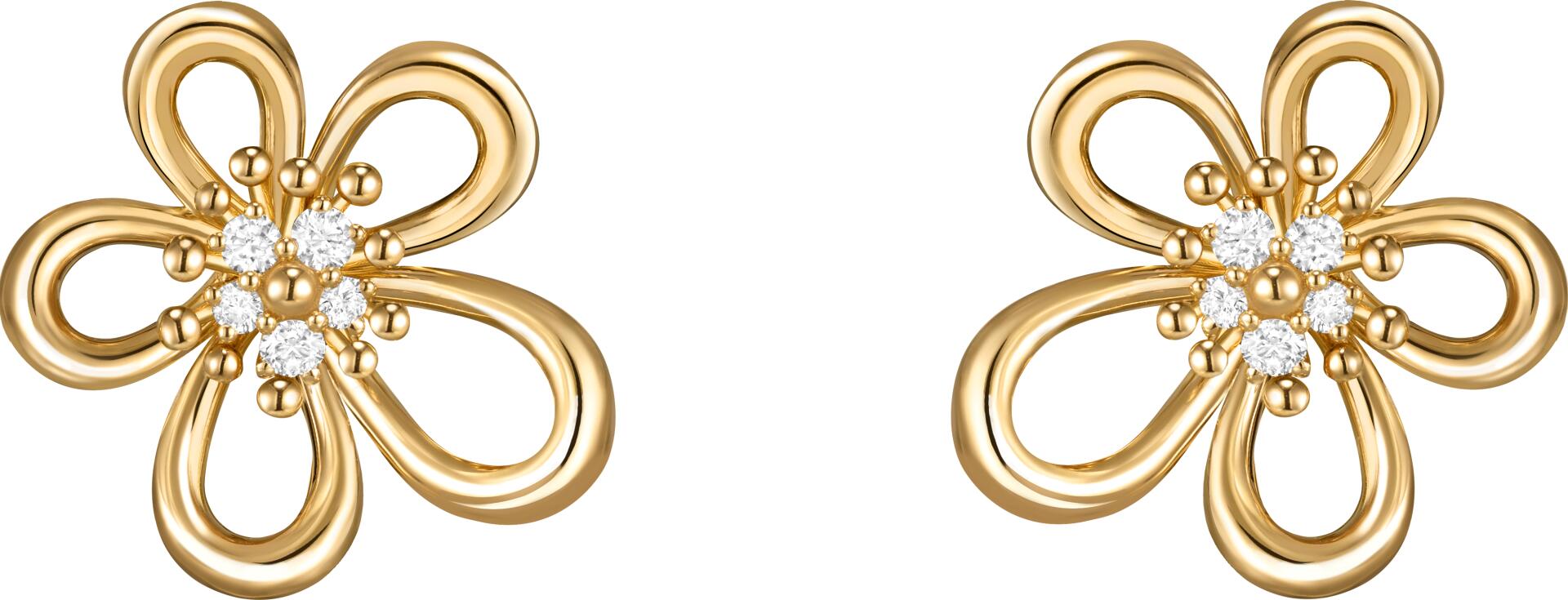 <p>Die Blütenform der Ohrringe erinnert mit ihren geschwungenen Linien an fliessende Schleifen aus der Couture. 11’700 Franken.</p>