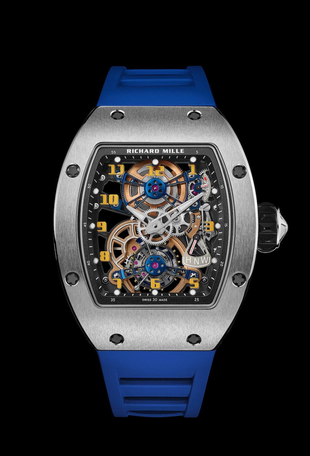Richard Mille: RM 17-02 Tourbillon Titan 31, 25 x 29, 45 mm, Handaufzug, 70 Stunden Gangreserve. Preis auf Anfrage.