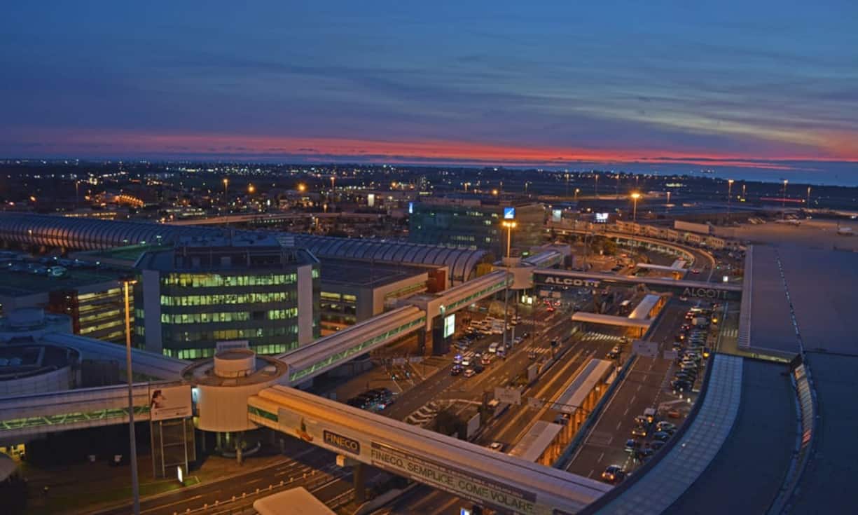 ...und der Flughafen Rom-Fiumicino mit jeweils 13 Minuten Gehzeit. Aeroporti di Roma