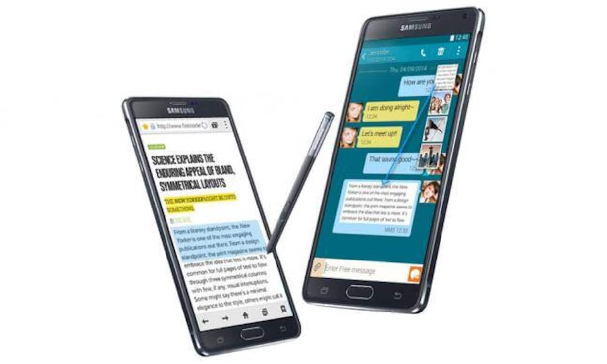 Phablet: Samsung Galaxy Note 4Aktuell ist nur das iPhone 6 Plus besser als das Samsung Galaxy Note 4. Das Phablet überzeugt mit 5,7-Zoll-Display (2560x1440, Quad-HD), schnellem Vierkern-Prozessor (2,65 Gigahertz) und erweiterbarem 32-Gigabyte-Speicher. Auch äusserlich ist das Note 4 ein Hingucker: Samsung steckt das Gerät in einen schicken Metallrahmen. Testnote: 2.30.
