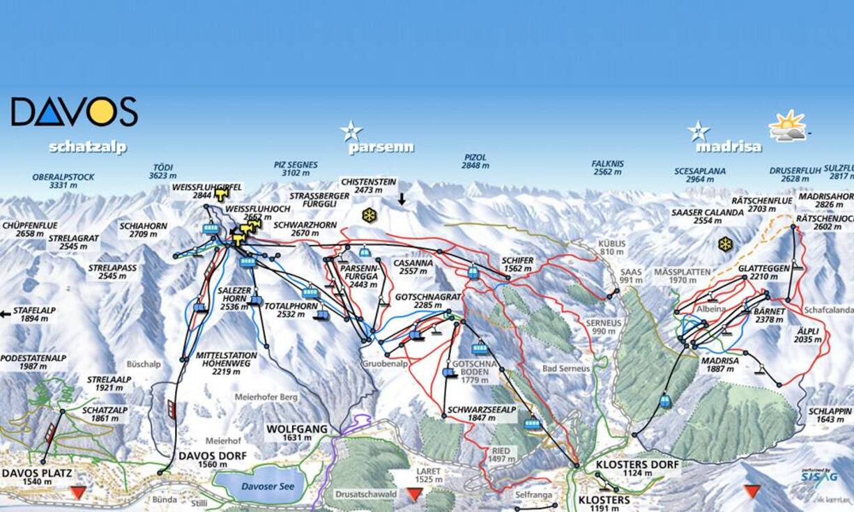 Die Region Parsenn – mit den Skigebieten Davos und Klosters – ist preislich noch exklusiver als das mondäne St. Moritz: 68 Franken kostet dort ein Tag Skifahren auf 111 Kilometern. Das sind doch schon stolze 61 Rappen pro Kilometer.