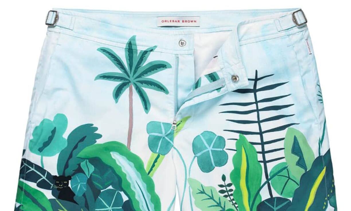 Mittellange Badeshort mit Illustrationen - «Think Panther».
