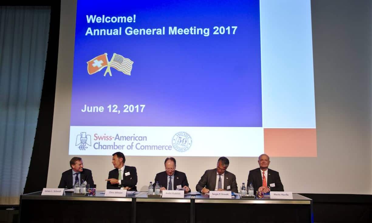 James L. Schmidt, Partner Audit & Advisory, Deloitte AG;
Chris Johnson, Executive Vice President of Nestlé Business Excellence, Nestlé SA;
André Kudelski, Chairman & CEO, Kudelski SA;
Sergio P. Ermotti, Group CEO, UBS AG;
Martin Naville, CEO, AMCHAM