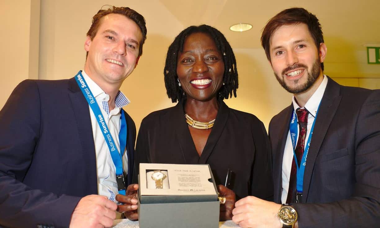 Marcel Gut, Sales Director, Maurice LacroixSA;
Auma Obama, Rednerin, Gründerin Sauti Kuu Foundation;
Pierre-Frédéric von Kaenel, Country Manager Switzerland, Maurice Lacroix SA