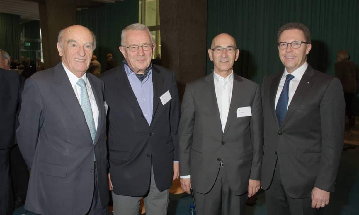 Hans-Rudolf Merz, Alt-Bundesrat; Arnold Koller, Alt-Bundesrat; Martin Hilb, ehemaliger HAS-Professor; Urs Landolf, Präsident HSG Alumni