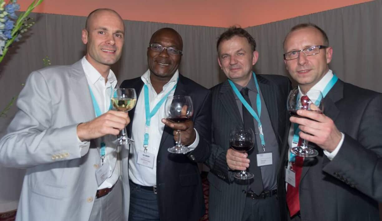 Bart Willems, Managing Director, SIC Cacaos, Kamerun; Jean-Ponce Assi, Generalsekretär, SACO, Elfenbeinküste; Boguslaw Rzad, Industrial Director, Jutrzenka Colian, Polen; Piotr Petrykowski, Purchasing Director, Jutrzenka Colian, Polen