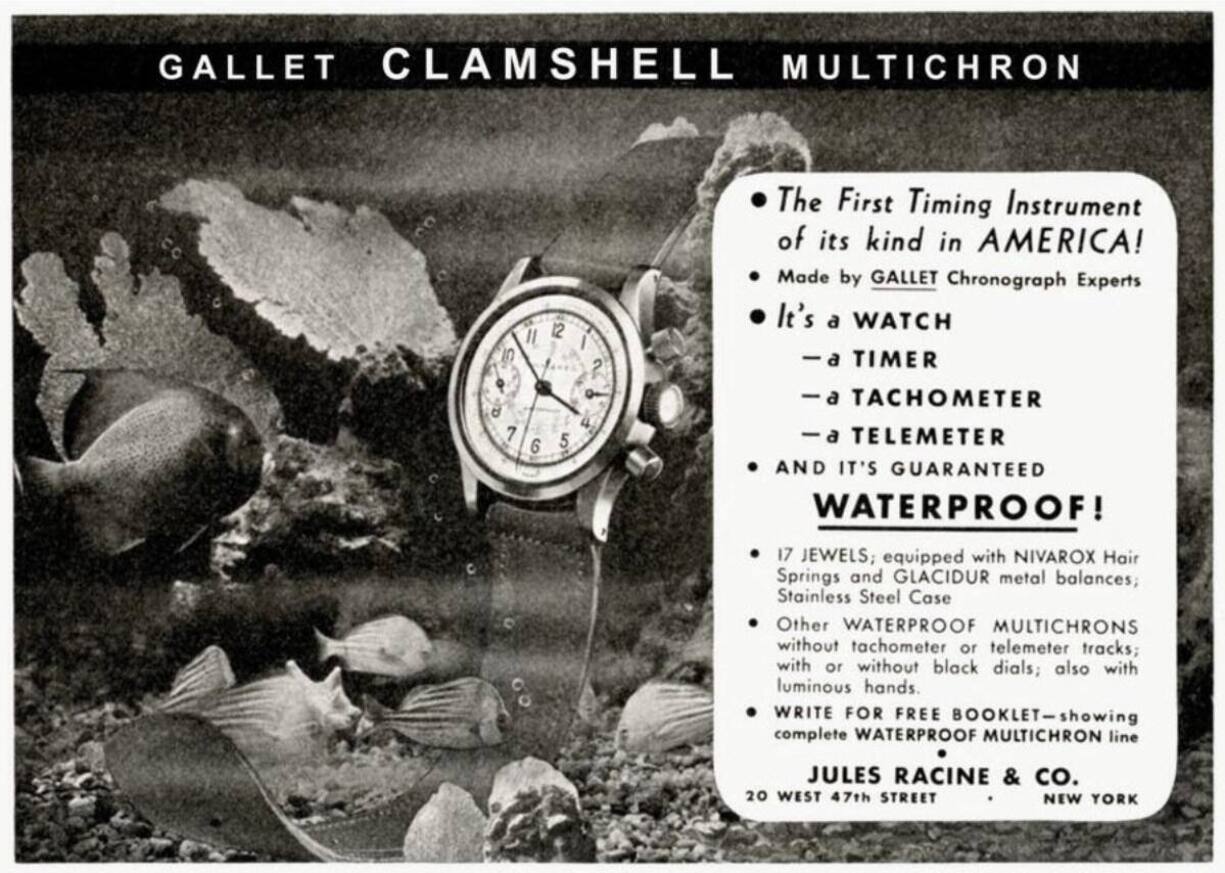 Werbung Gallet Multichron Clamshell 1939
