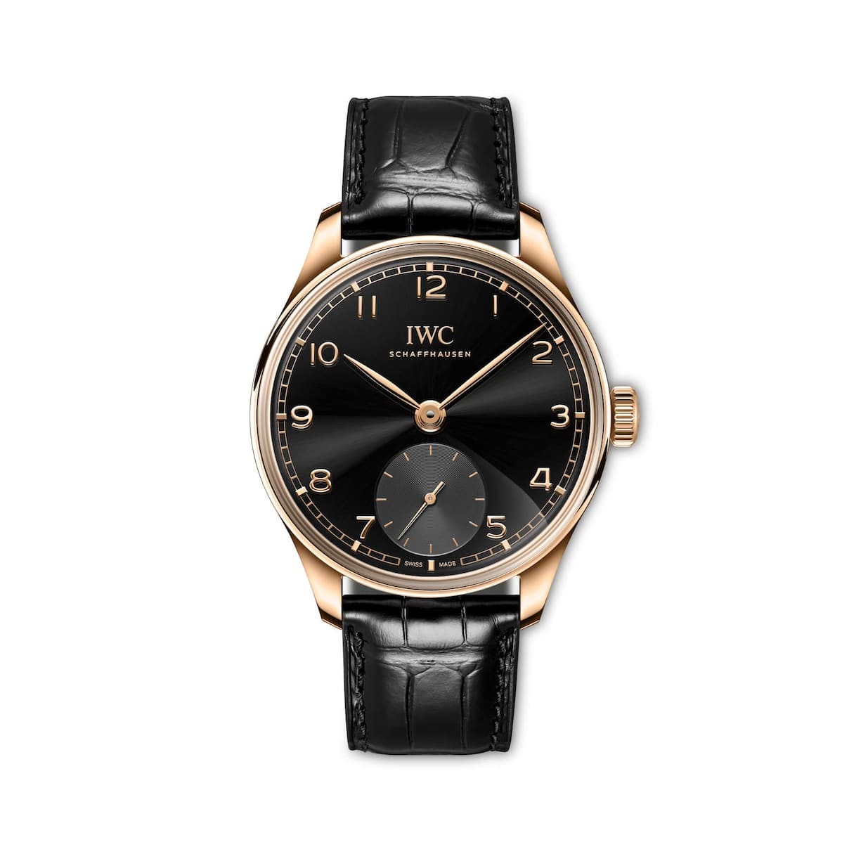 Made in Italy: IWC legt die ­Portugieser neu auf. Das Band aus Alligatorleder ­liefert der italienische Luxuslederfabrikant Santoni.