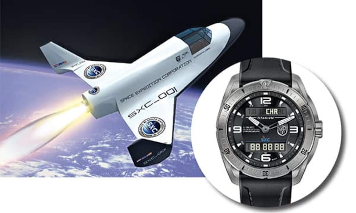 3 Minuten dauert es, bis ab 2014 die ersten Weltraumtouristen im Raumschiff «Lynx Mark II» der Firma Space Expedition Corporation mit nicht weniger als Mach 3 in 103 Kilometer Höhe angelangt sein werden. Als Partner der Firma engagiert sich die Uhrenmarke Luminox. Sie stellt an der Baselworld eine Uhrenserie vor, die exklusiv für das Raumfahrtprojekt designt wird.