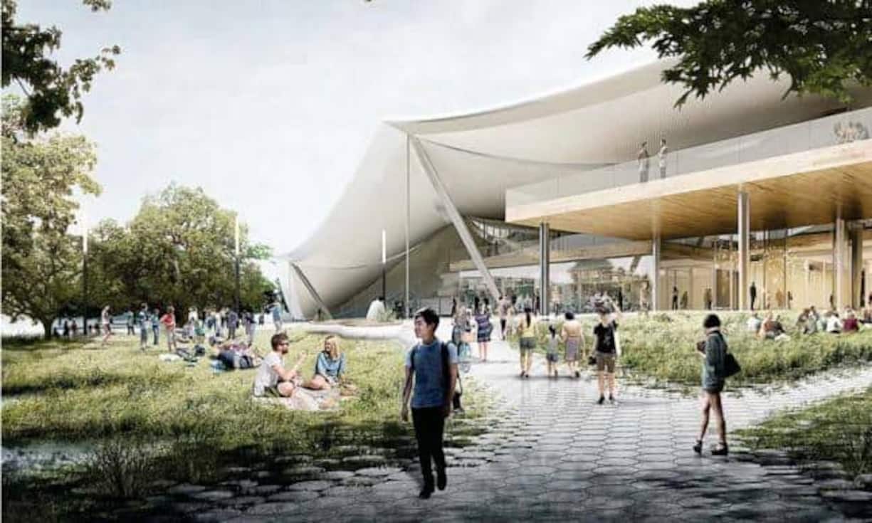 Die Stadt Mountain View hat die Baupläne für Googles Bürogebäude «Charleston East» veröffentlicht; Hier ist der Bau zu sehen: die Form erinnert an ein Zelt. Gut 55'000 Quadratmeter gross soll das Gebäude werden.