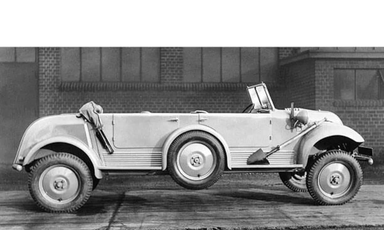 1935: Tempo G 1200 mit zwei Motoren – einem pro Achse. Das Antriebsprinzip griff man später wieder auf, unter anderem mit dem Citroën 2CV 4×4 Sahara von 1958.