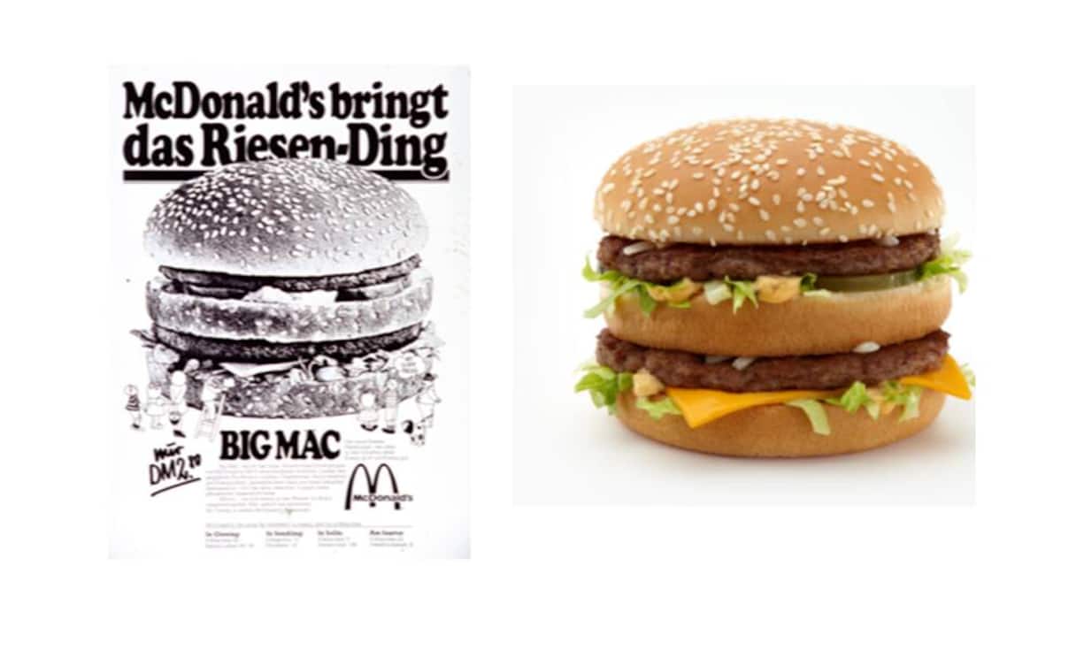 McDonald's erkennen viele am Big Mac. Schon 1973 wurde der grosse Hamburger auf Plakatwerbung in Szene gesetzt. Nun ist die Ikone auch ohne gelbes «M» identifizierbar – an Sesam, Käse und Gurke hat sich nichts geändert.McDonald's