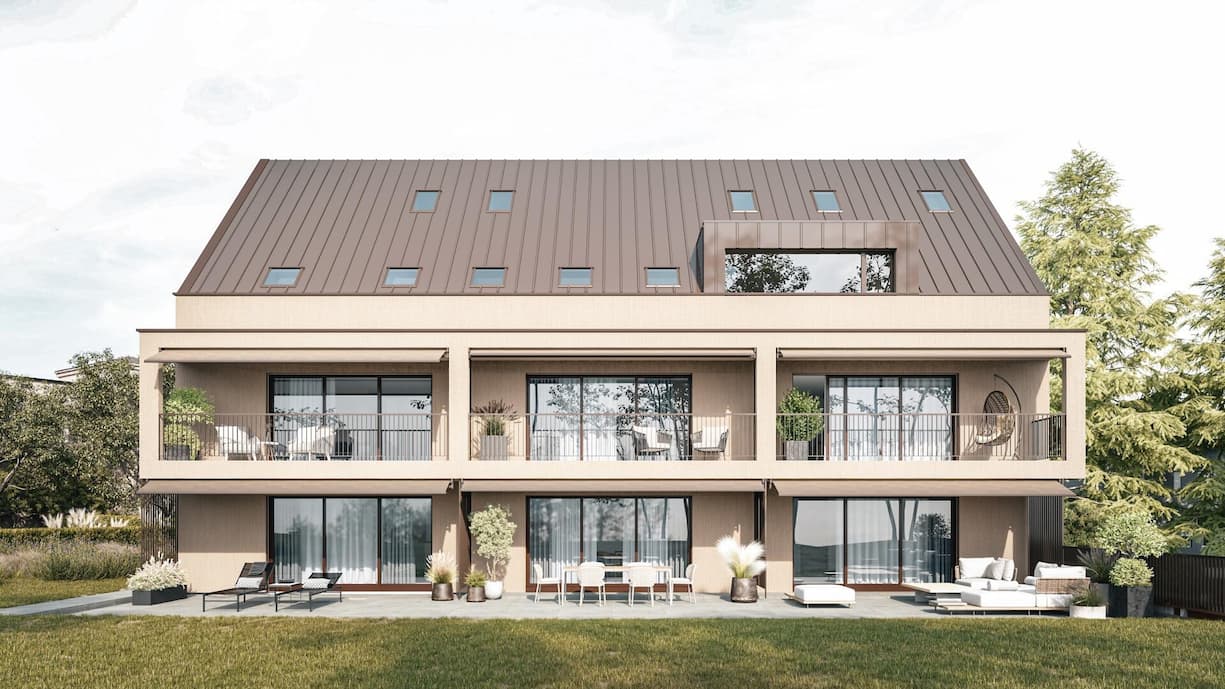 Luxusbauten wie diese lassen die Preise am Seeufer in die Höhe schnellen. Im Bild: Visualisierung des Neubauprojekts Iroko in Rüschlikon ZH.