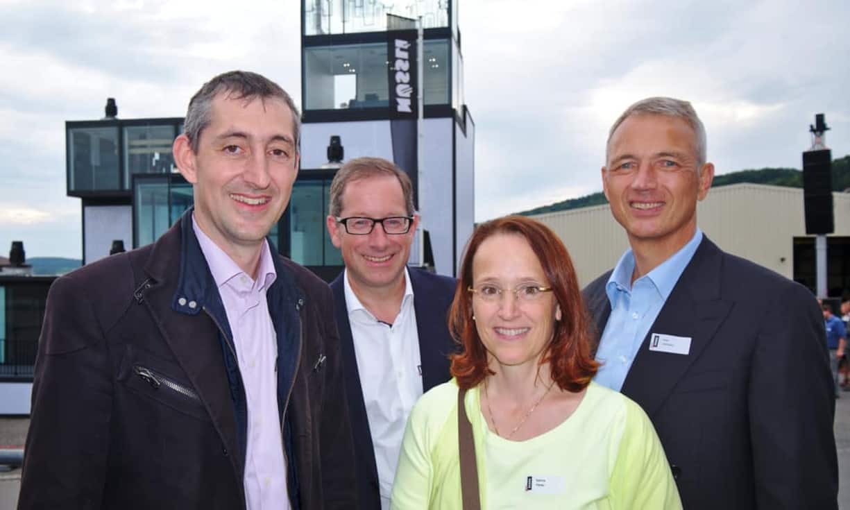 Markus Bucheli, CFO, Nüssli Gruppe;
Hans-Willy Brockes, Geschäftsführer, ESB Marketing Netzwerk AG;
Sabine Pfeifer, Partnerin von Markus Bucheli;
Axel P. Lehmann, Group COO, UBS AG Bilder: Markus Senn
