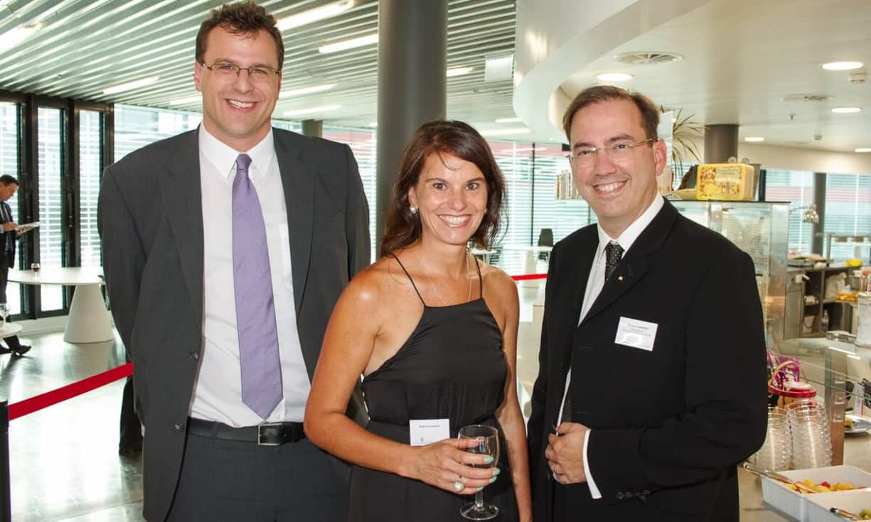 Luca Eusebio, Key Account Manager Large Swiss Corporates Romandie, Credit Suisse; Regina Leemann; Eduardo Leemann, Managing Director, Gemacona McDonalds Restaurants