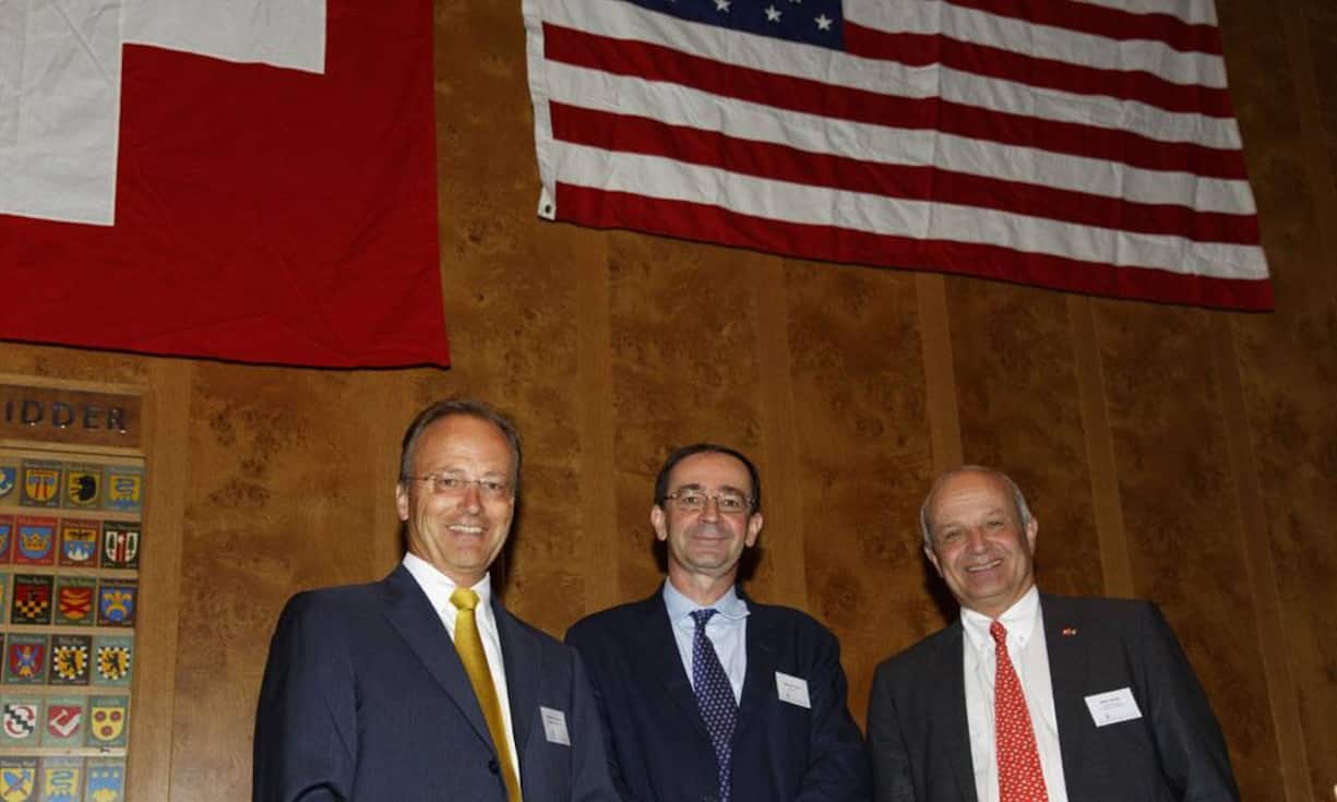 Dr. Markus R. Neuhaus (Verwaltungsrats-Präsident Pricewaterhousecoopers), Bernhard Fontana (CEO Holcim) und Martin Naville (CEO Swiss-American Chamber of Commerce)