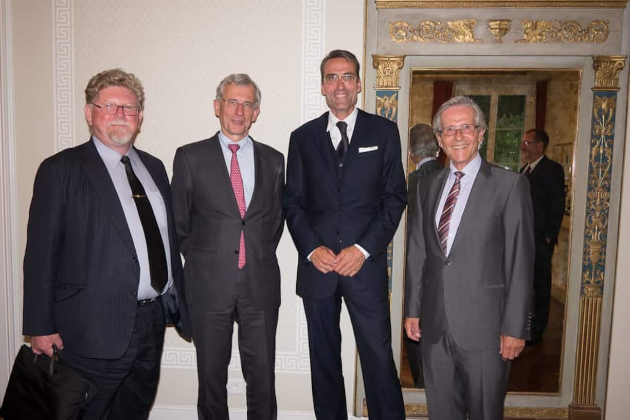 David Ebsworth, CEO und Direktionspräsident Galenica Gruppe; Peter Gottwald, Botschafter der Bundesrepublik Deutschland in der Schweiz; Joe Stadler, UBS AG; Claudius Graf-Schelling, Regierungsrat Thurgau