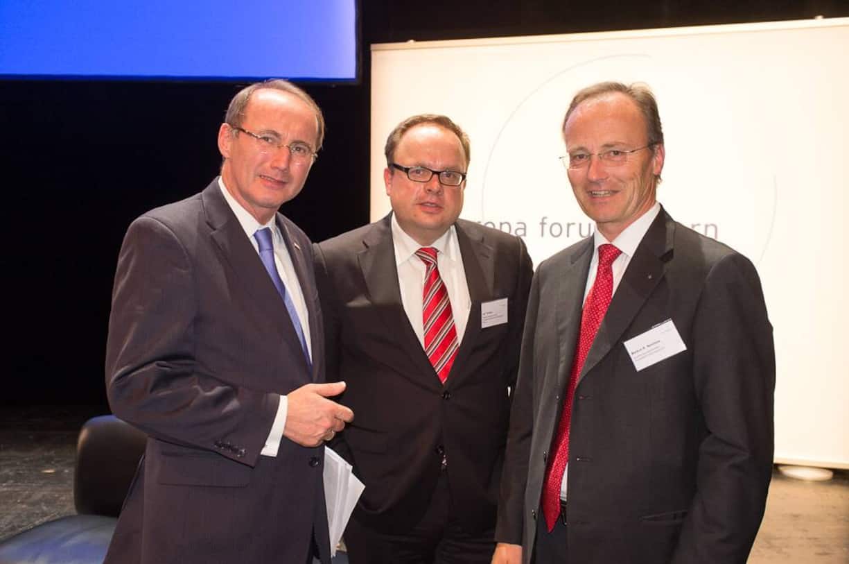 Othmar Karas, Vizepräsident des europäischen Parlaments; Jan Techau, Direktor Carnegie Europe; Markus R. Neuhaus, VR-Präsident PricewaterhouseCoopers AG