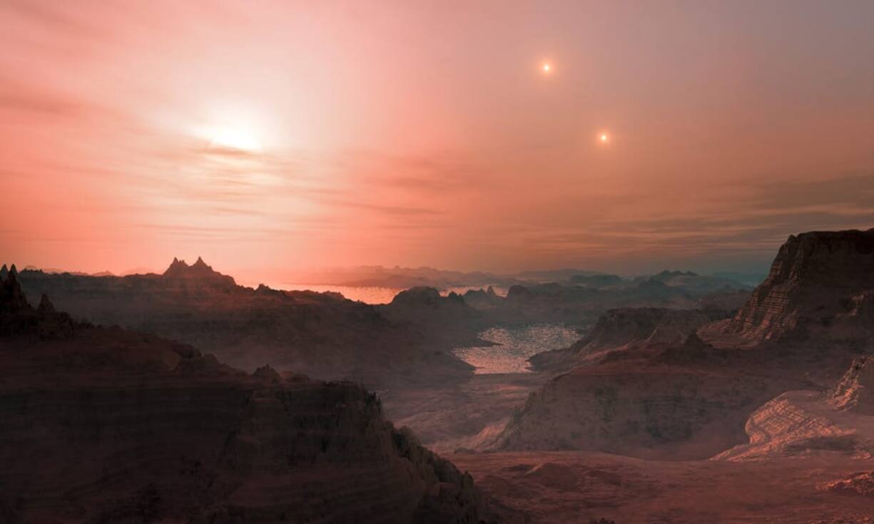 Bis heute gilt Gliese 667Cc als erdähnlichster Planet. Hier eine künstlerische Darstellung, wie ein Sonnenaufgang dort aussehen könnte.
Bilder: Nasa/CC