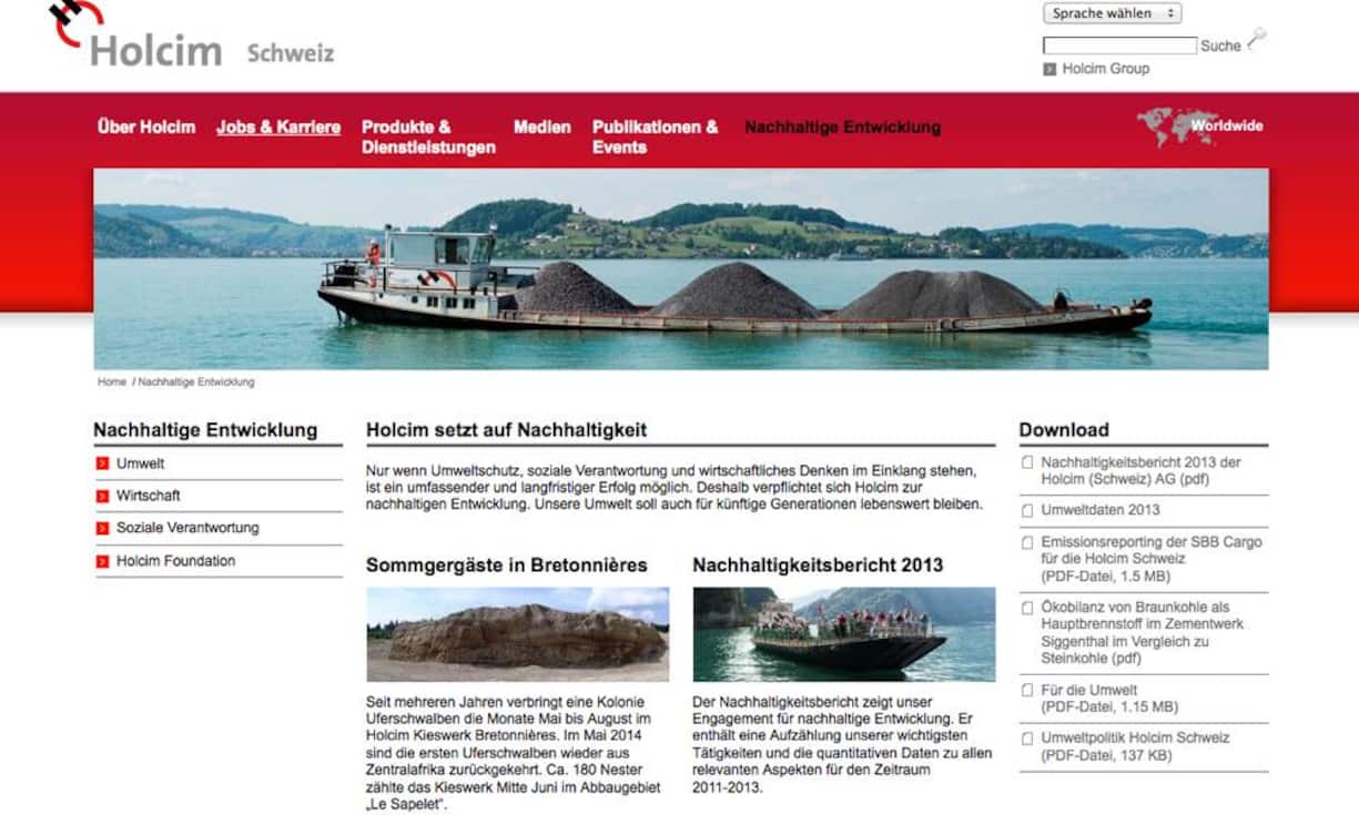 Platz 7: Holcim (46,5 Punkte von maximal 100) Fast ein Viertel der Schweizer Unternehmen veröffentlichen laut Studienautoren keinen Nachhaltigkeitsbericht. Der Anteil ist deutlich höher als sonst in Europa üblich.