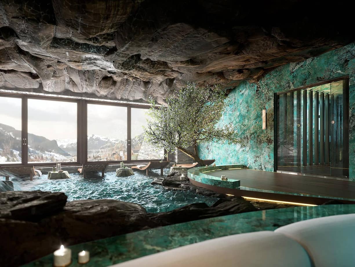 Er umfasst unter anderem zwei Thermalbäder, ...