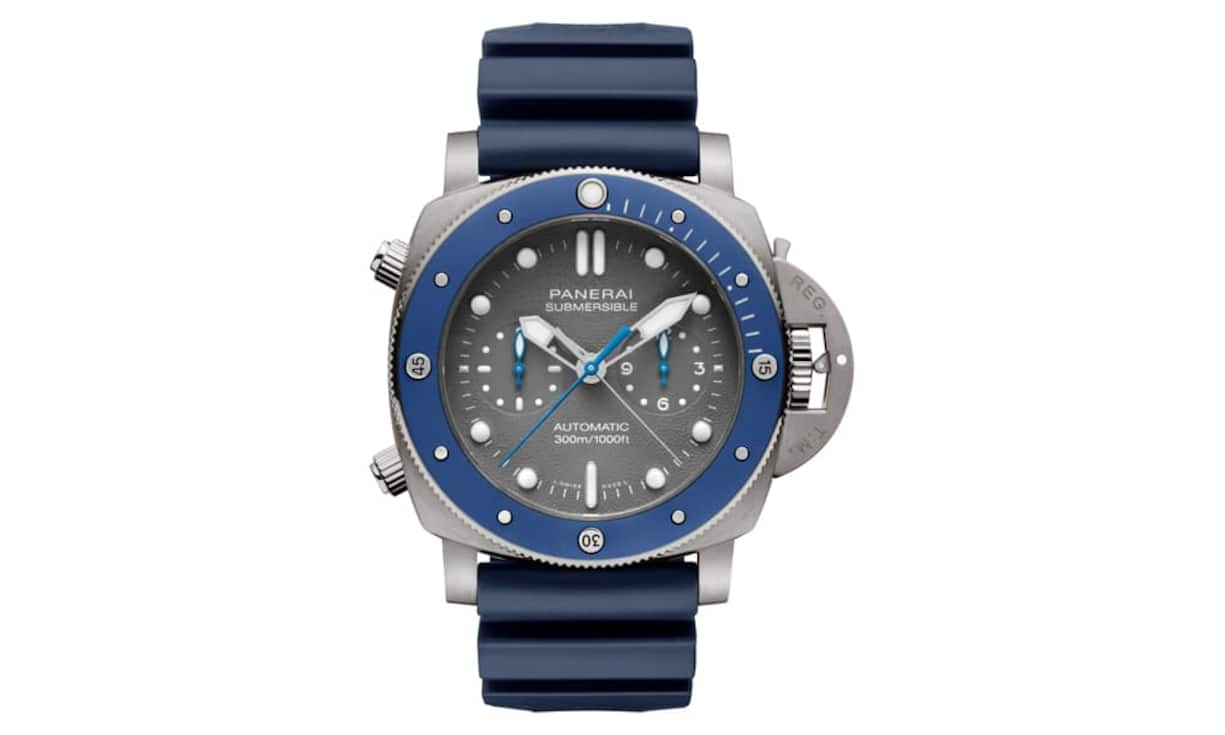 Panerai Submersible Chrono Guillaume Néry (r.), aus Titan mit Kaliber P.9100. 19 100 Fr.