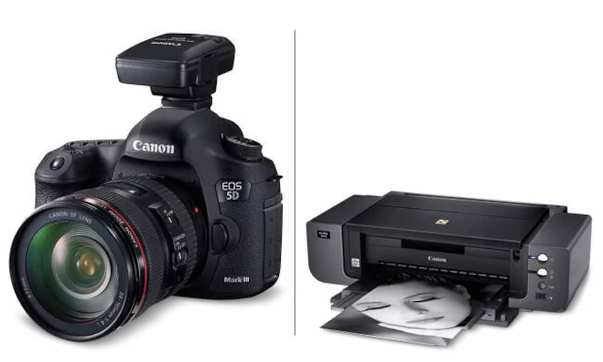 Für Fotoenthusiasten mit Ambitionen: Canon EOS 5D Mark III und Canon Pixma Pro 9500 Mark II.