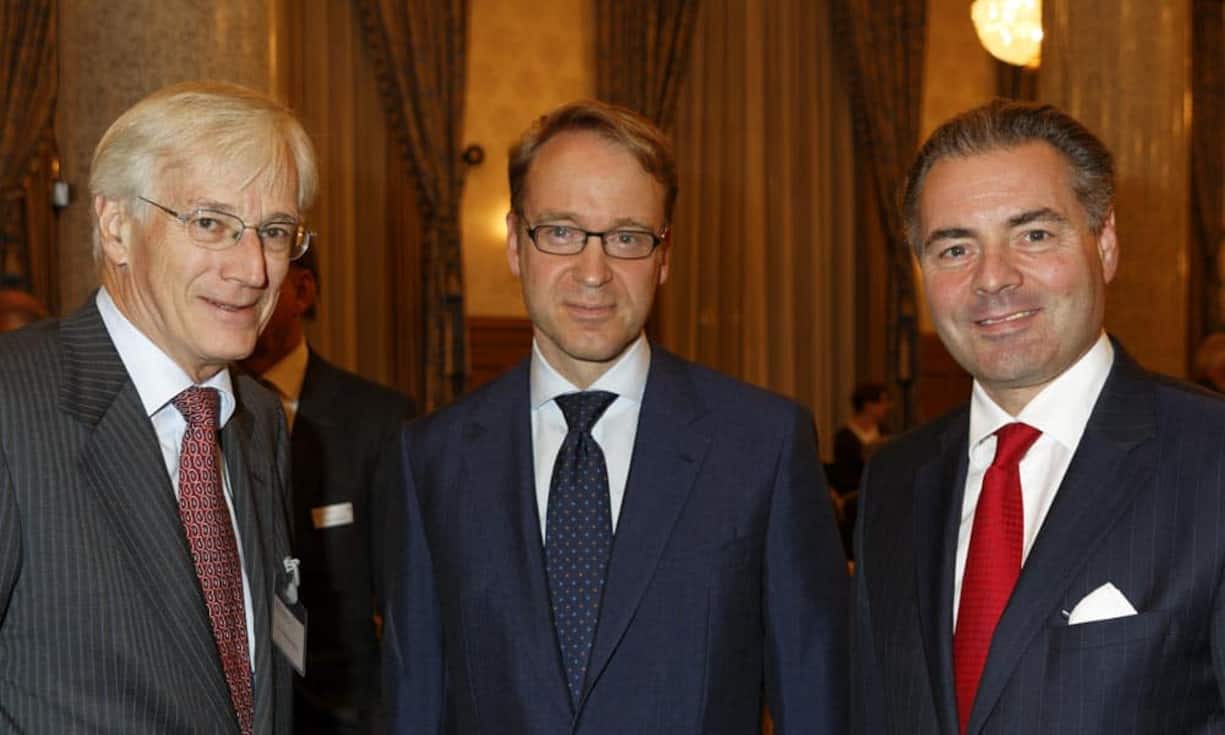 v.l.n.r. Dr. Manfred Gentz; Zurich Insurance Group AG, Dr. Jens Weidmann; Präsident der Deutschen Bundesbank, Eric G. Sarasin; stv. CEO Bank J. Safran Sarasin AG