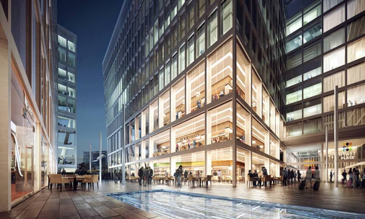 Als Mieter werden neben der Flughafen Zürich AG die Hyatt-Gruppe und das Universitätsspital Zürich mit dem Gesundheitszentrum genannt. Zudem seien für das Modul «Brands & Dialogue» Mietverträge mit der Swatch Group, Caviar House & Prunier und dem Modehaus Grieder abgeschlossen worden.