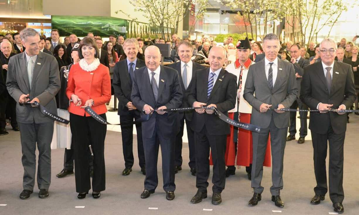 Bundesrat Ueli Maurer eröffnete am Donnerstag 27. März 2014 die Baselworld.Keystone