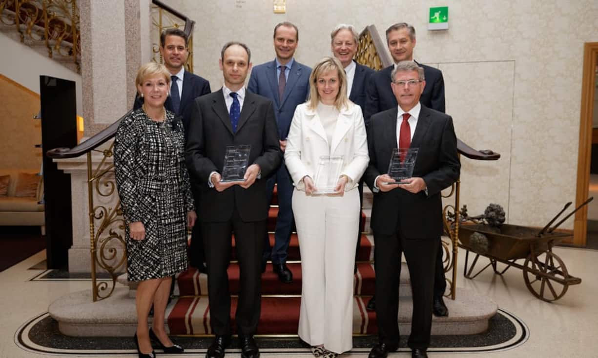 v.l.n.r. Monika Ribar; Swiss International Airlines Ltd, Tobias Valk; KPMG AG, Paul Norton; Helvetia Schweizerische Versicherungsgesellschaft Stefan Pfister; CEO KPMG, Marvelle Sullivan; Novartis AG, Thomas Held; Strategist & Analyst, Patrik Kerler; KPMG AG, Albert M. Baehny; Geberit International AG