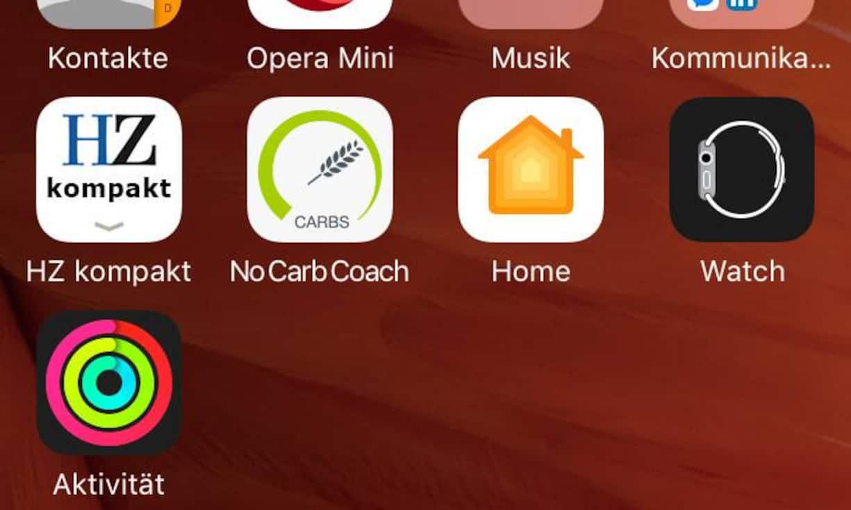 Die Apple Watch stellt man auf dem iPhone über das Programm «Watch» ein. Links unten die Aktivitäts-App, die einem alle gesammelten Daten pro Tag anzeigt, was man an Aktivitäten so machte.