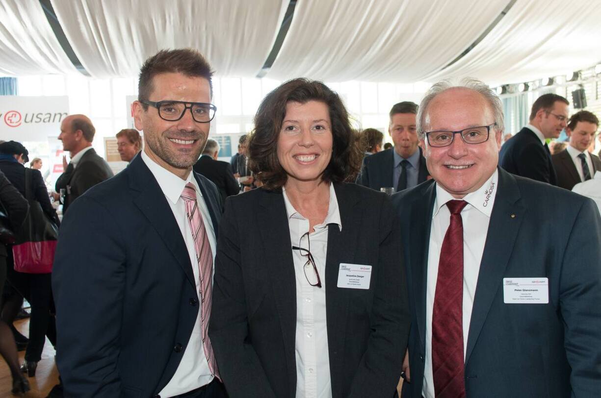 Patrick Meister, Head of Marketing & Communication, Elca Informatik AG; Jacqueline Zesiger, Geschäftsführerin, govAccess GmbH; Peter Glanzmann, Geschäftsführer, Carnosa AG