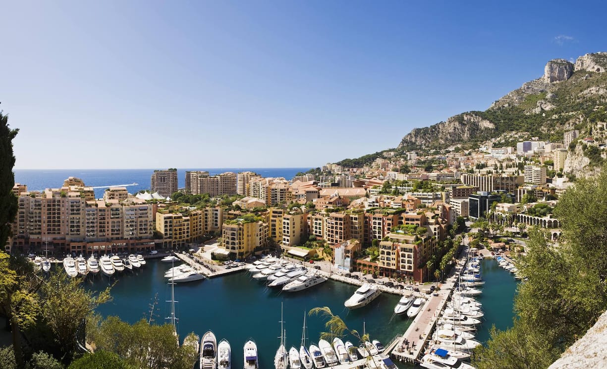 Luftaufnahme von Monaco, Blick auf den Hafen