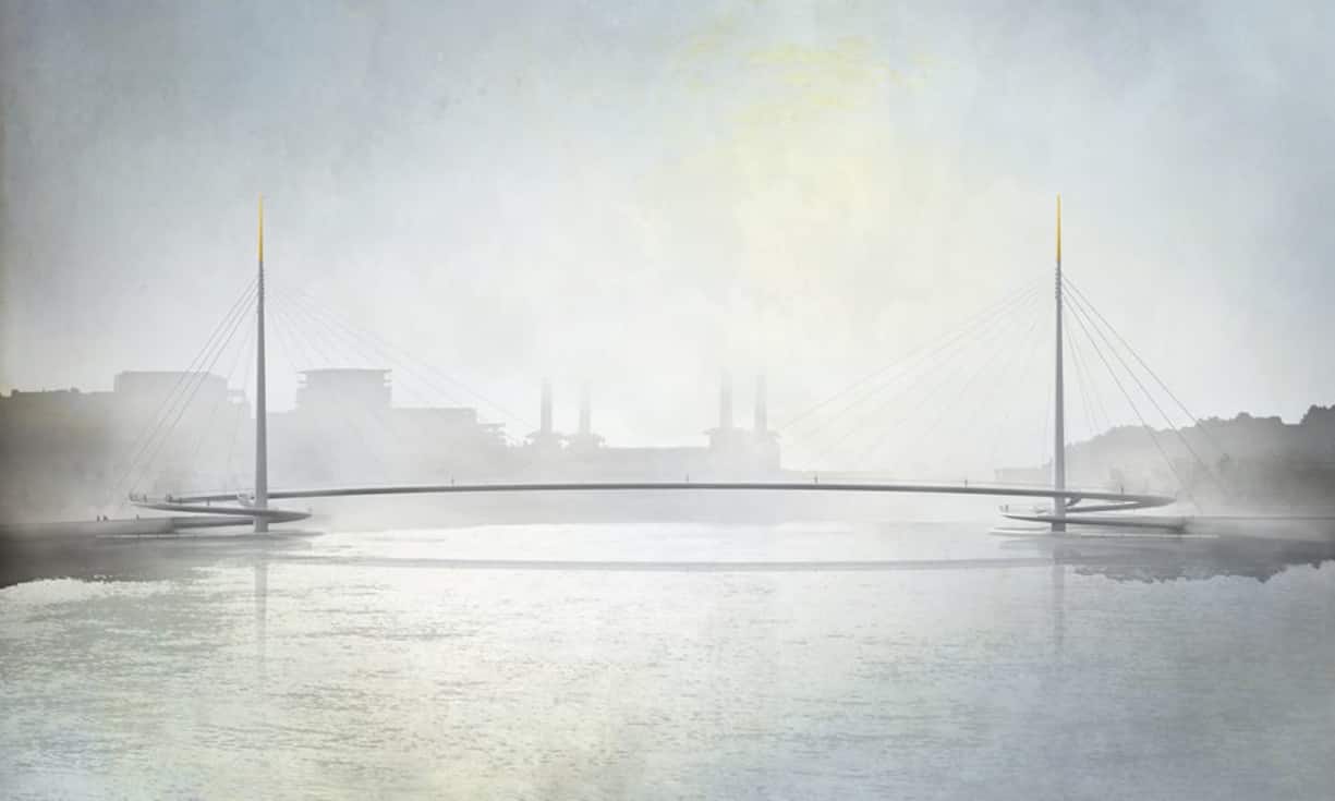 Nina Elms Bridge von Bystrup, in Arbeit (London, Grossbritannien)Das dänische Unternehmen Bystrup hat sich durchgesetzt und den Auftrag, eine Brücke im Londoner Stadtteil Pimlico zu bauen, bekommen. Der Entwurf ist jedoch nicht unumstritten. Kritiker fürchten, dass durch den Bau der neuen Brücke Pimlico Gardens, eine der wenigen Grünflächen in der näheren Umgebung, in Mitleidenschaft gezogen wird. PR Bystrup