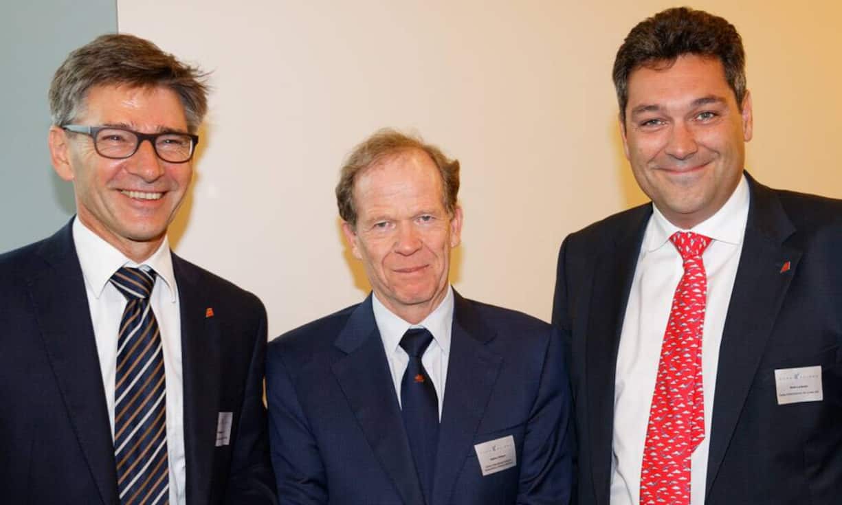 v.l.n.r. Rainer Hiltebrand; COO Swiss, Robert Deillon; CEO bei Geneva International Airport, Lorenzo Still; Head of Western Switzerland Swiss International Air Lines.