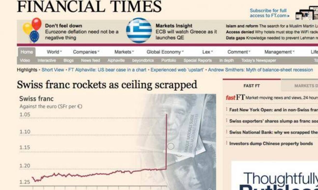 Financial Times, Grossbritannien: Die renommierte Finanzzeitung spricht von einem Raketenstart des Frankens...