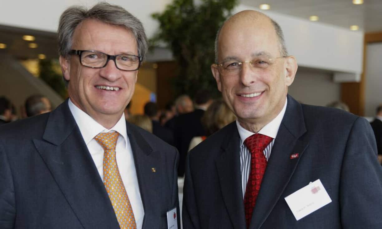 v.l.n.r. Jean-Marc Probst; Präsident Handel Schweiz Präsident Probst Group Holding Vorstandsmitglied economiesuisse, Claus H. Widrig; Swisscham Vizepräsident