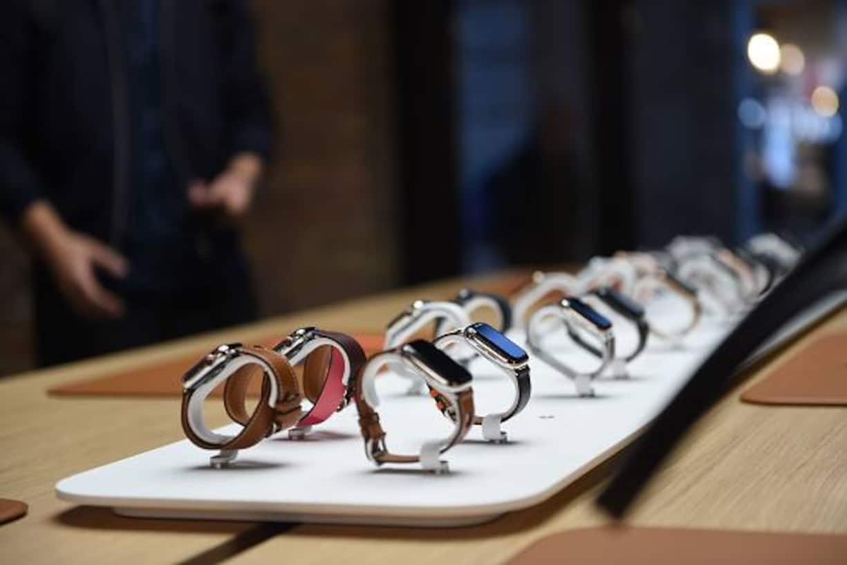 General view of the Apple Watch during the Apple Covent Garden re-opening and iPhone XR launch at Apple store, Covent Garden on October 26, 2018 in London, England.  (Photo by Stuart C. Wilson/Getty Images)