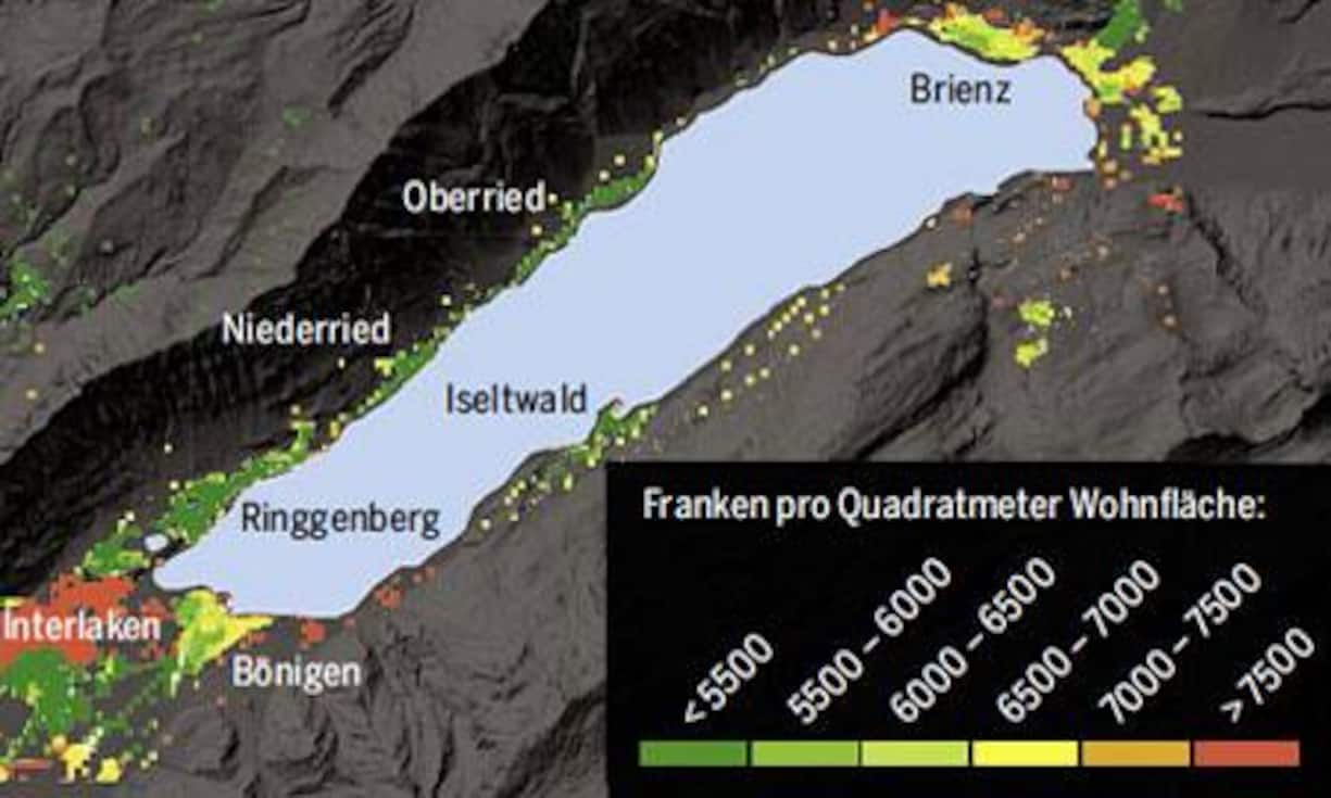Iseltwald, Brienzersee (Quelle: Mikrolagen-Rating Wüest & Partner (Stand: Juli 2013), Kartengrundlage: Swisstopo)