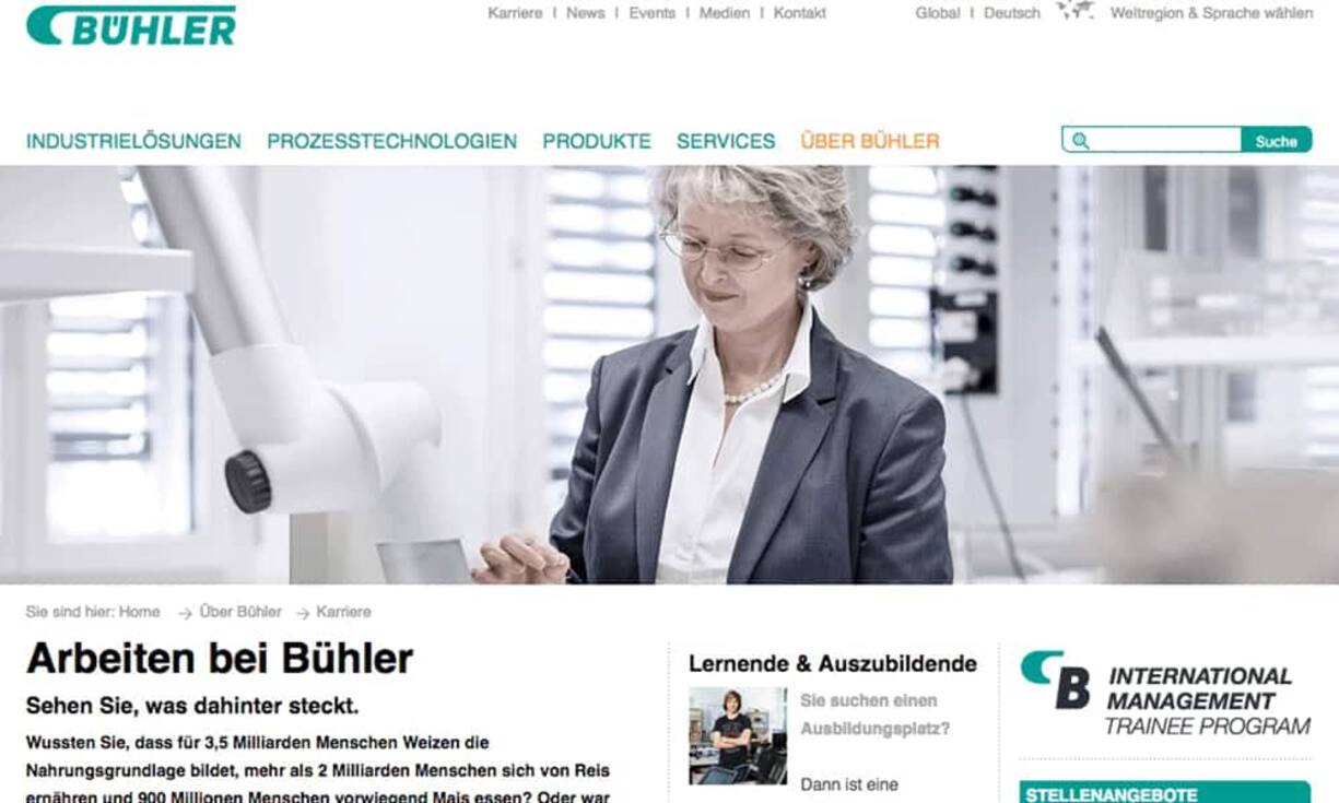 Platz 5: Bühler HoldingPunktzahl: 45,1 von 80 (Vorjahr: Platz 4)