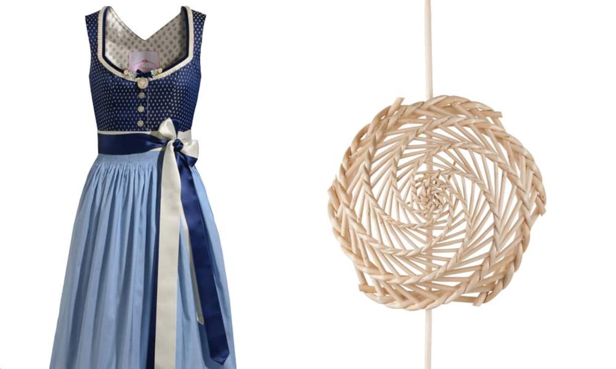 Amsel Dirndl in Blautönen 729 EuroHandgeflochtener Duttkorb aus Weide 34,95 Euro