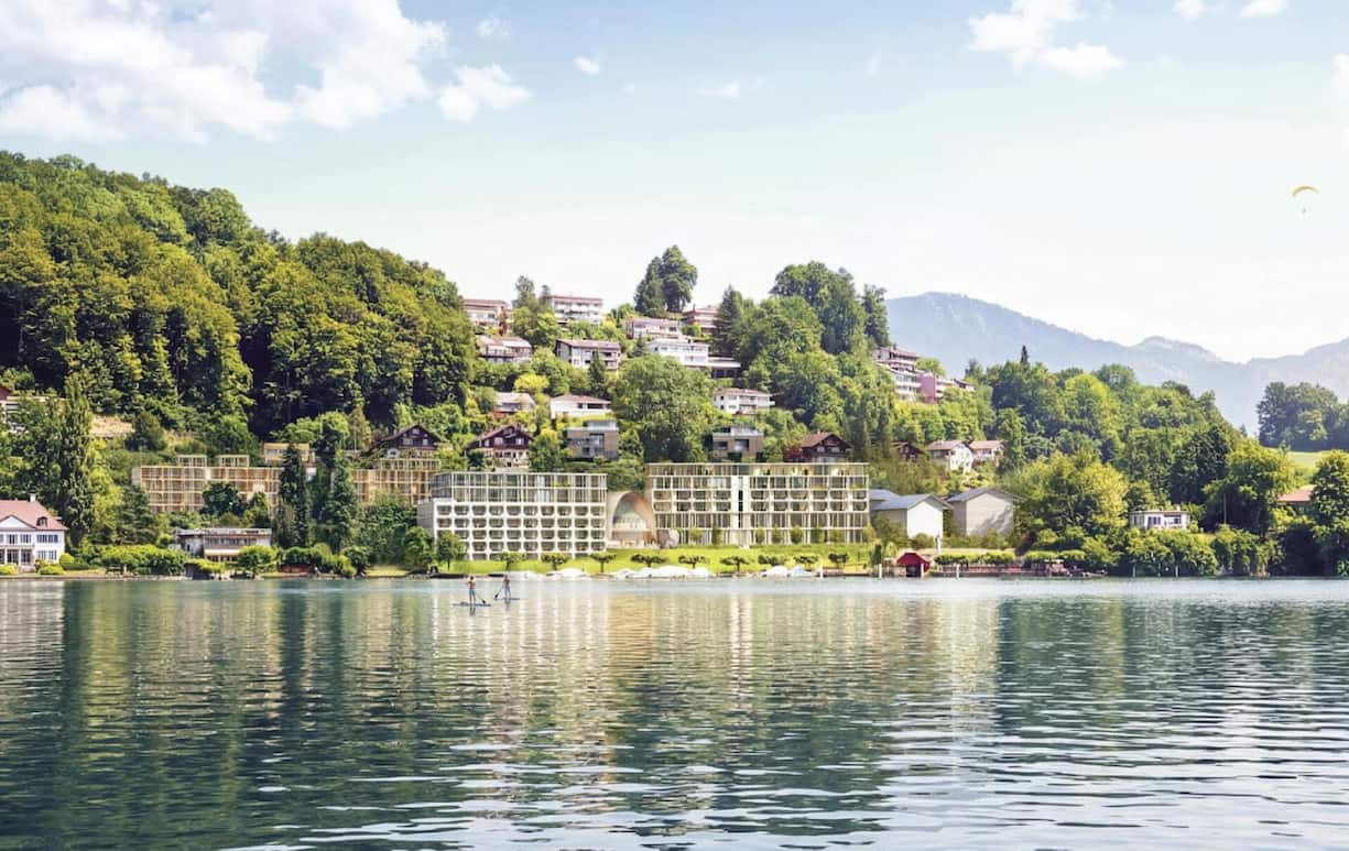 So sieht das neue Hotel Hermitage der Basler Architekten Herzog & de Meuron aus.
