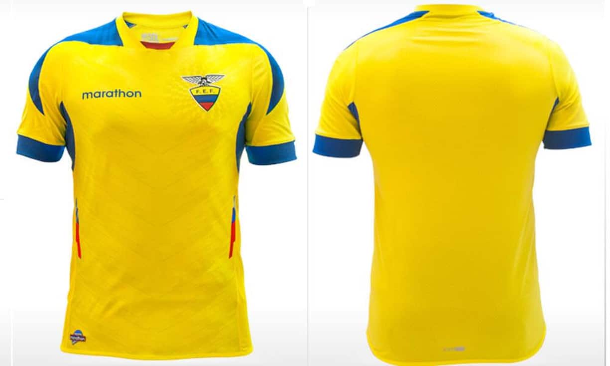 Flop: Marathon hat die Trikots der Equadorianer hergestellt. Irgendwie erinnert es jedoch eher an ein Laufshirt als an ein Fussballshirt.