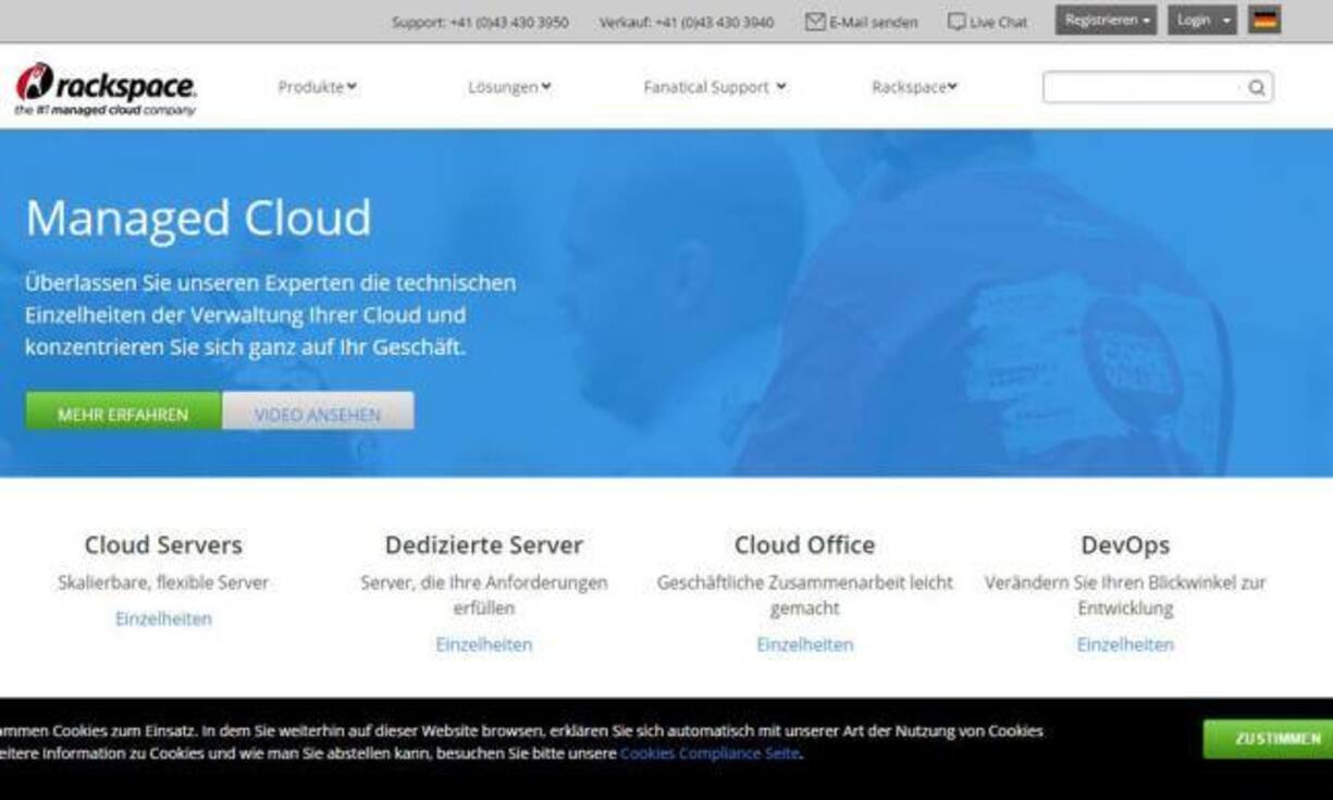 Platz 1: Rackspace InternationalIT: 27 Beschäftigte Keystone/Screenshots Websites