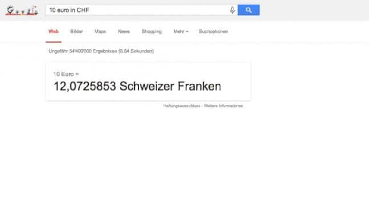 Währungsumrechnung
Neben der Umrechnung von Schweizer Franken in Euro sind auch alle anderen Kombinationen möglich. Eine kurze Suchanfrage via ISO-Währungscodes verrät beispielsweise wie viel Wert ein britisches Pfund in australischen Dollar hat.