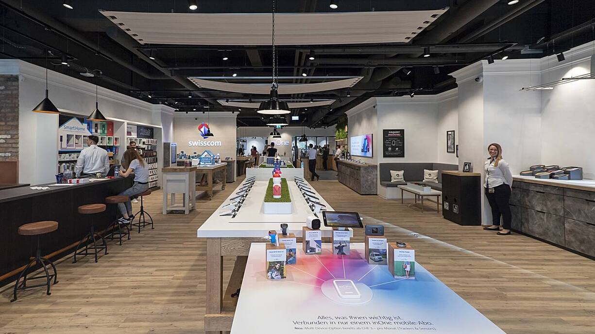 Einblick in das neue House of Swisscom am Marktplatz in Basel am Mittwoch, 30. Mai 2018. (KEYSTONE/Georgios Kefalas)