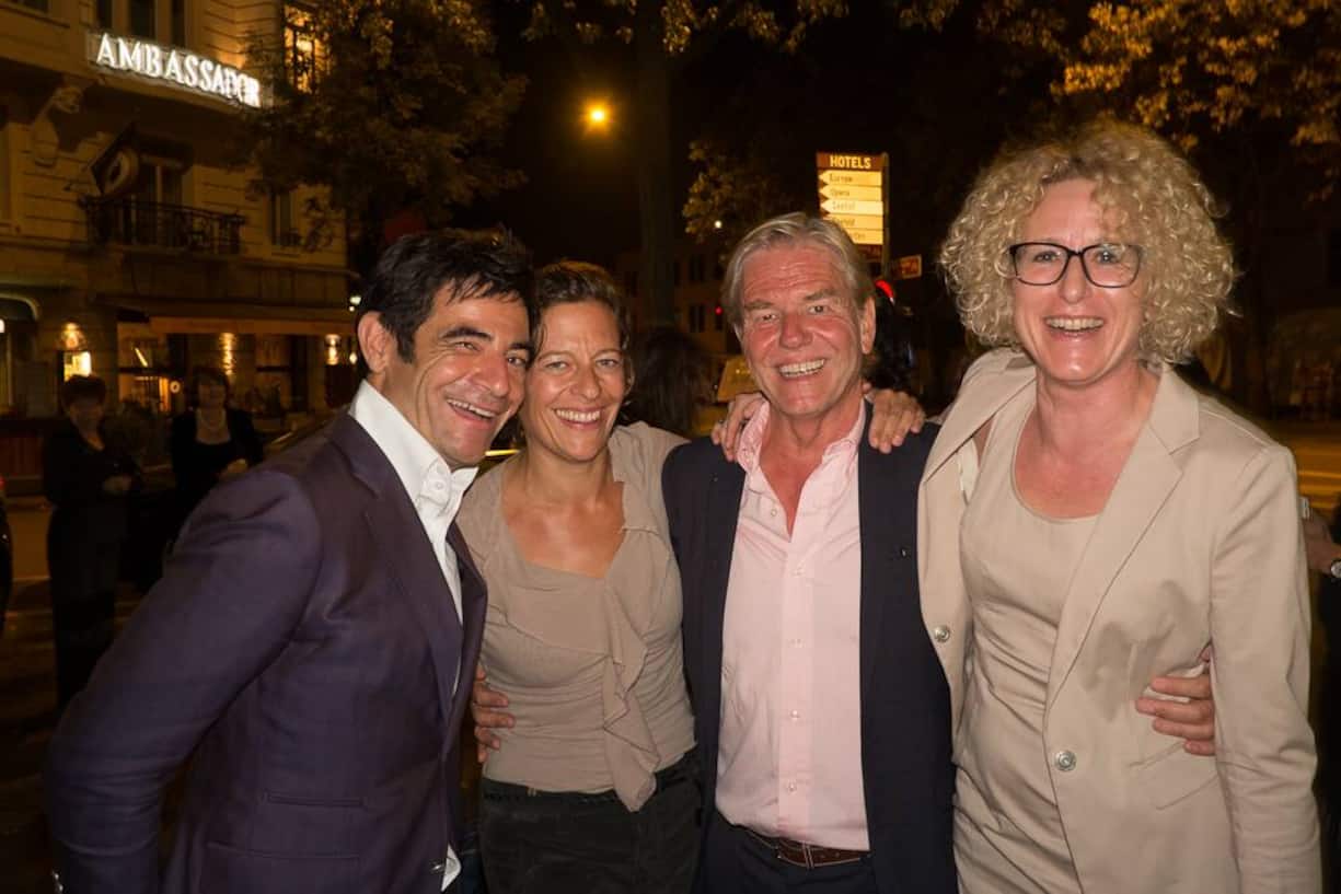 Schoscho Rufener; Karin Seiz, Galerie Urs Meile; Urs Meile, Galerist; Karin Müller, Programmleiterin Radio 24